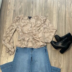 Elegant Beige Floral Top